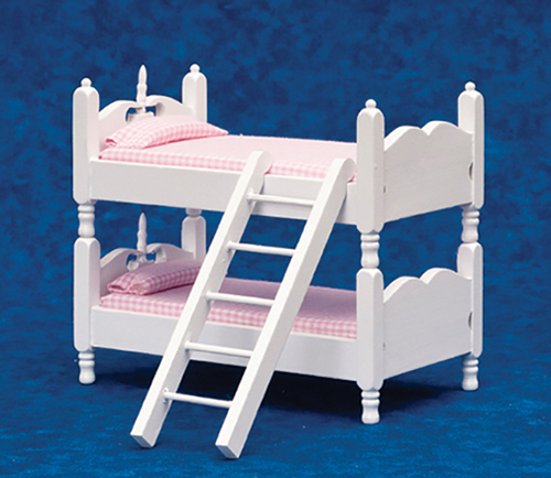 Bunkbeds with Ladder, Pink and White